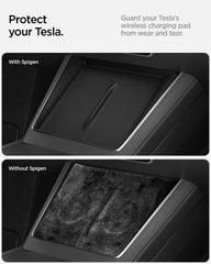 Spigen cover being installed in Model Y interior for simple upgrade