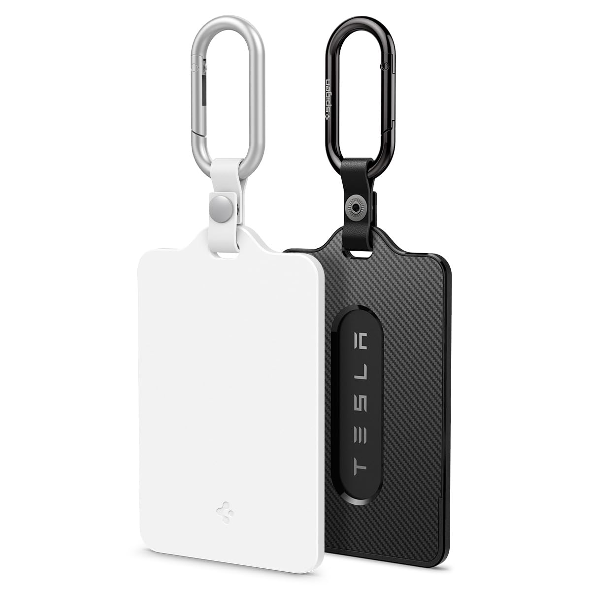 Spigen front packaging showing black and white holders and accessories, protective and ready