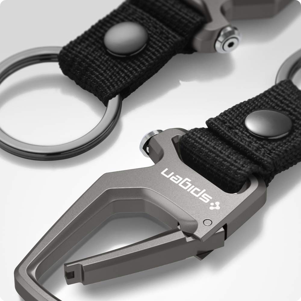 Spigen Life clipped to a backpack strap showing secure attachment and everyday use