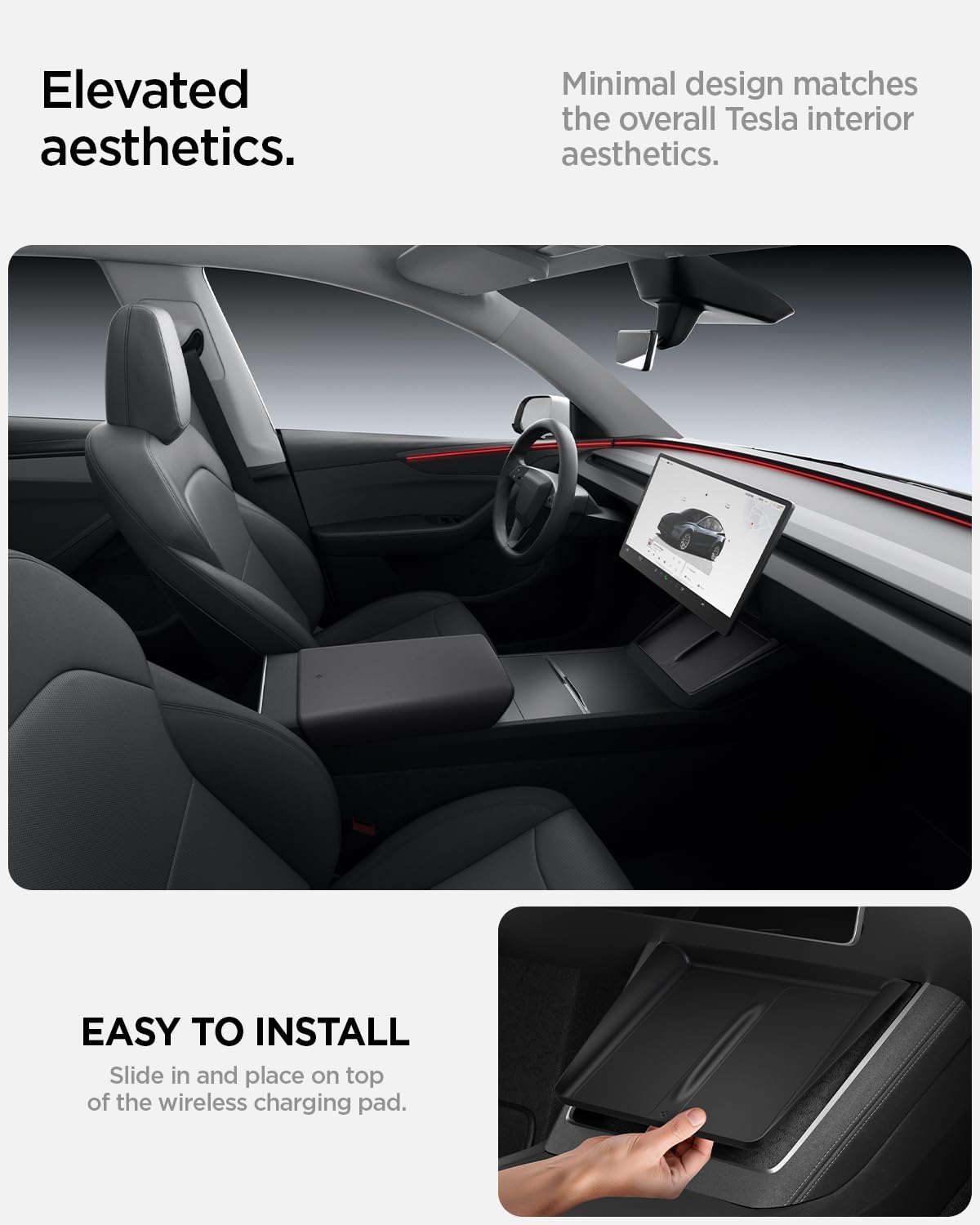 Spigen cover in Tesla cabin enhancing appearance and everyday durability