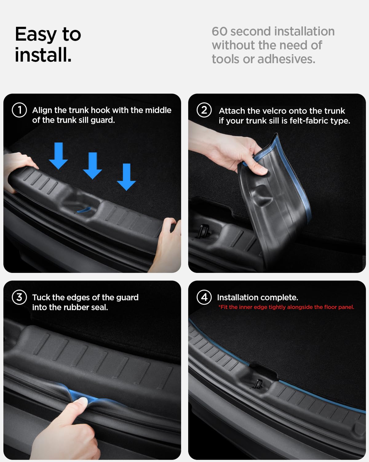 Spigen lifestyle view of trunk loading showing protection for suede sill
