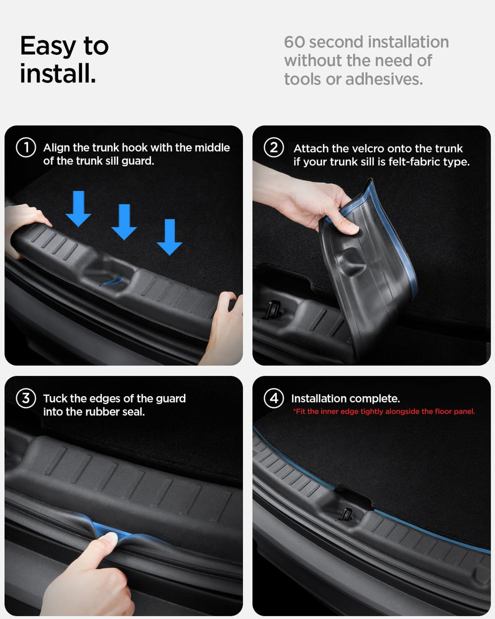 Spigen lifestyle view of trunk loading showing protection for suede sill