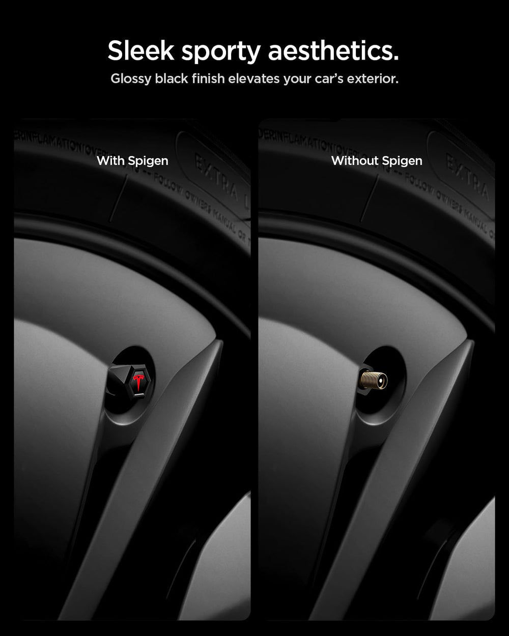 Spigen red valve cap in a maintenance scene offering quick access benefit