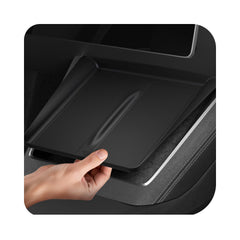 Spigen front view on Tesla Model Y charging pad showing sleek protection