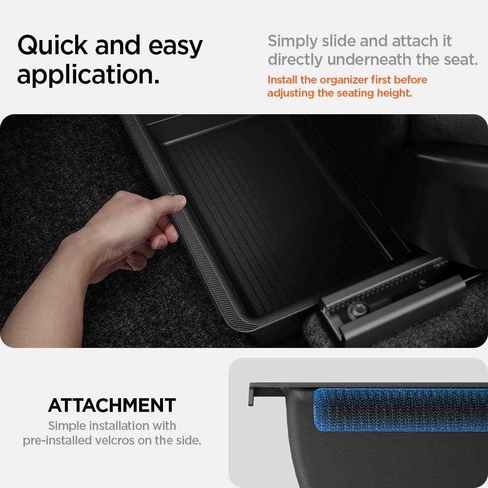Spigen installed under rear seat placement for Juniper 2025/2026 demonstrating fit