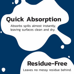 Spill Doctor in use on kitchen spill demonstrating quick absorption and safer floor benefit