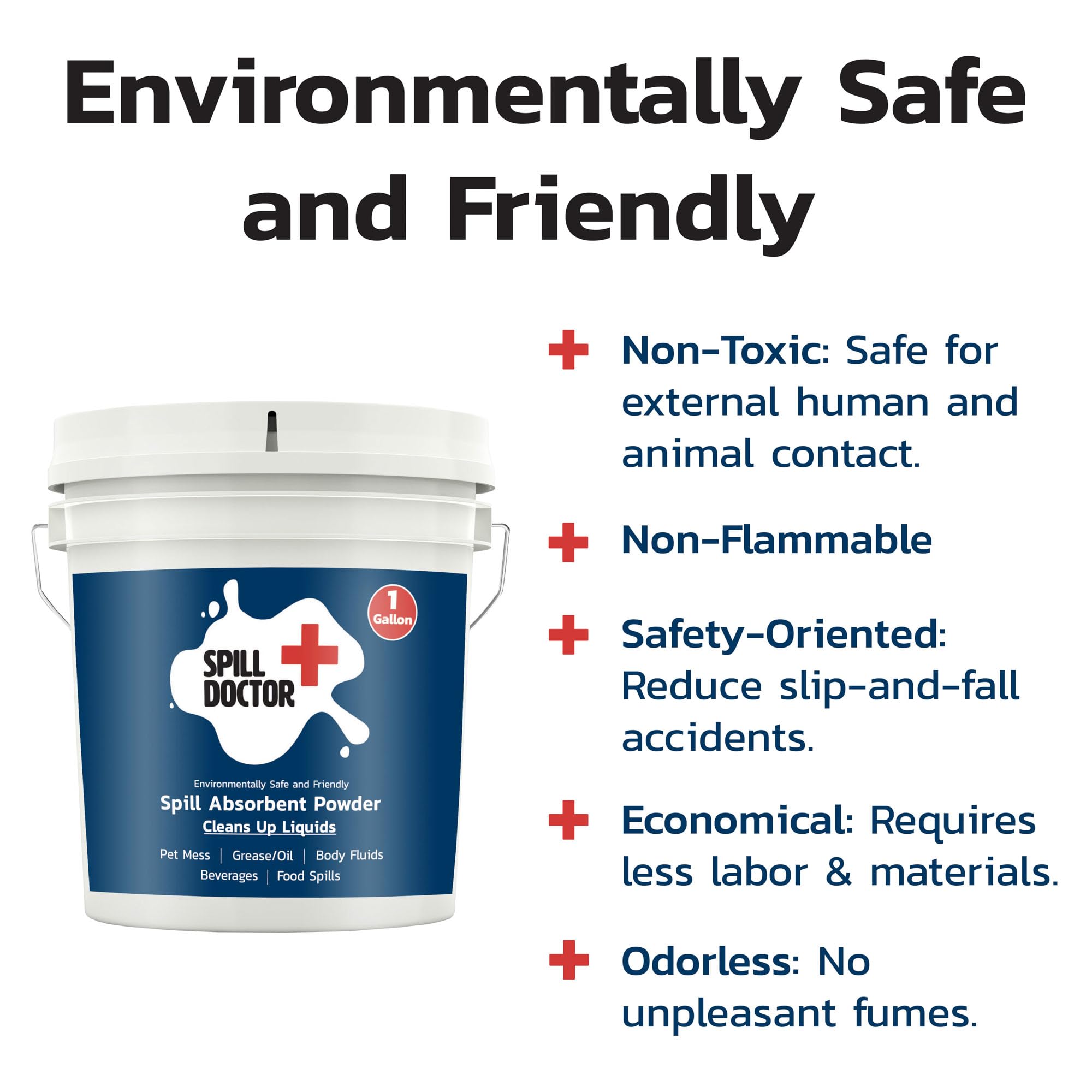 Spill Doctor soaking oil in workshop showing containment and reduced slip risk benefit