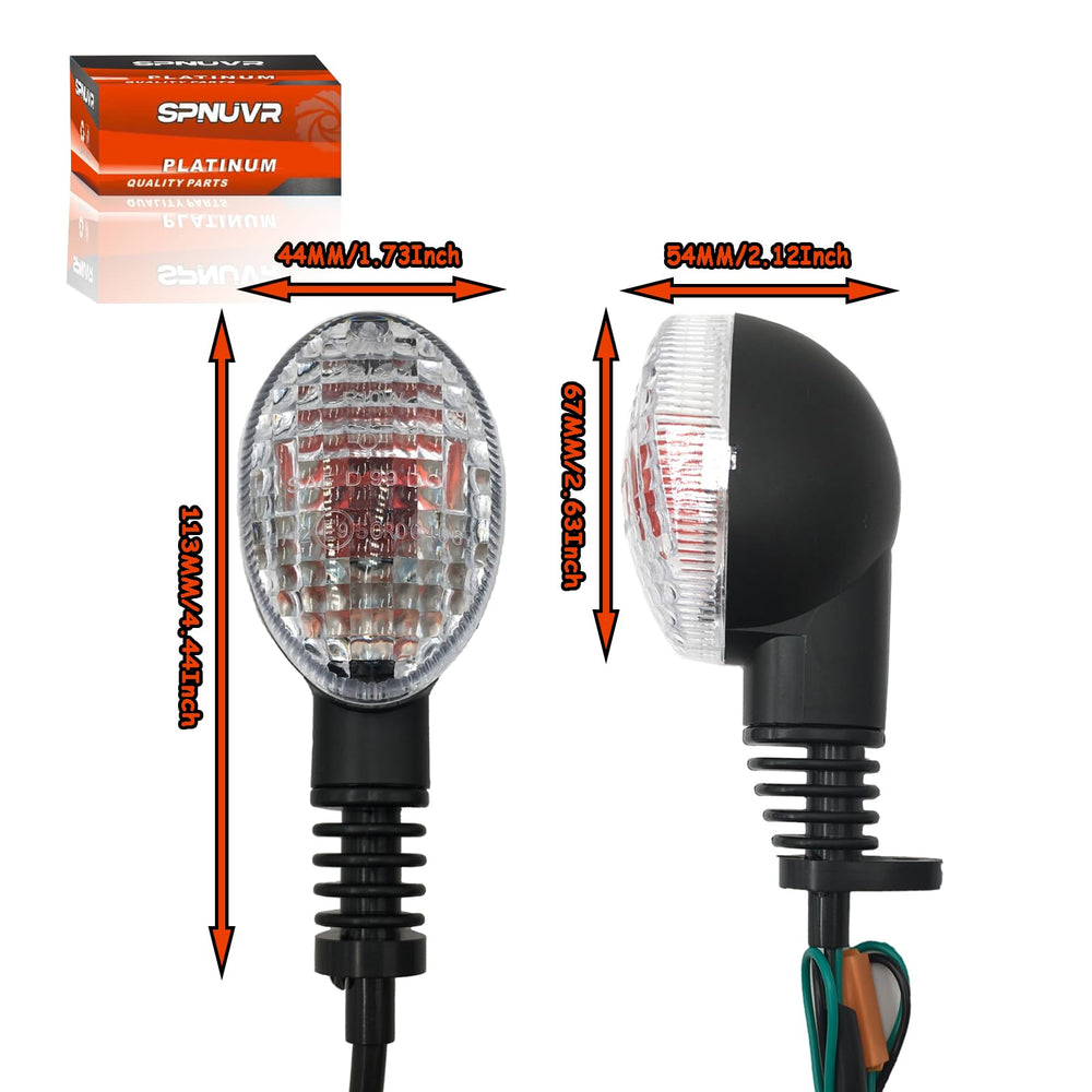 SPNUVR turn signal illuminated at night showing improved visibility while riding