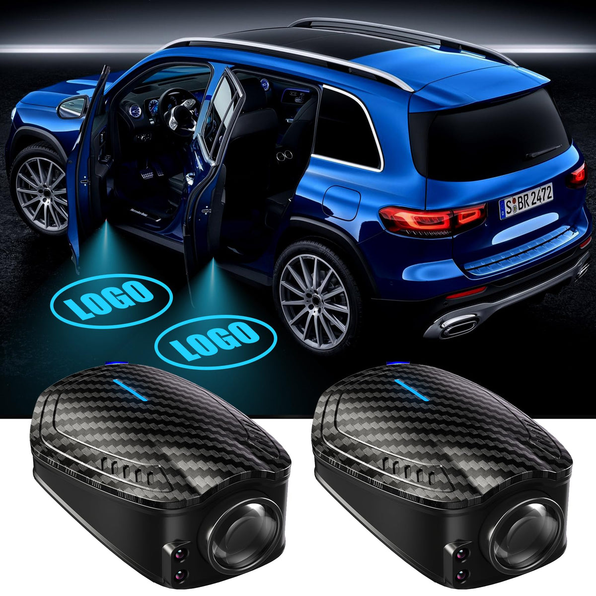 SPOBODY front packaging showing two LED projectors and benefits