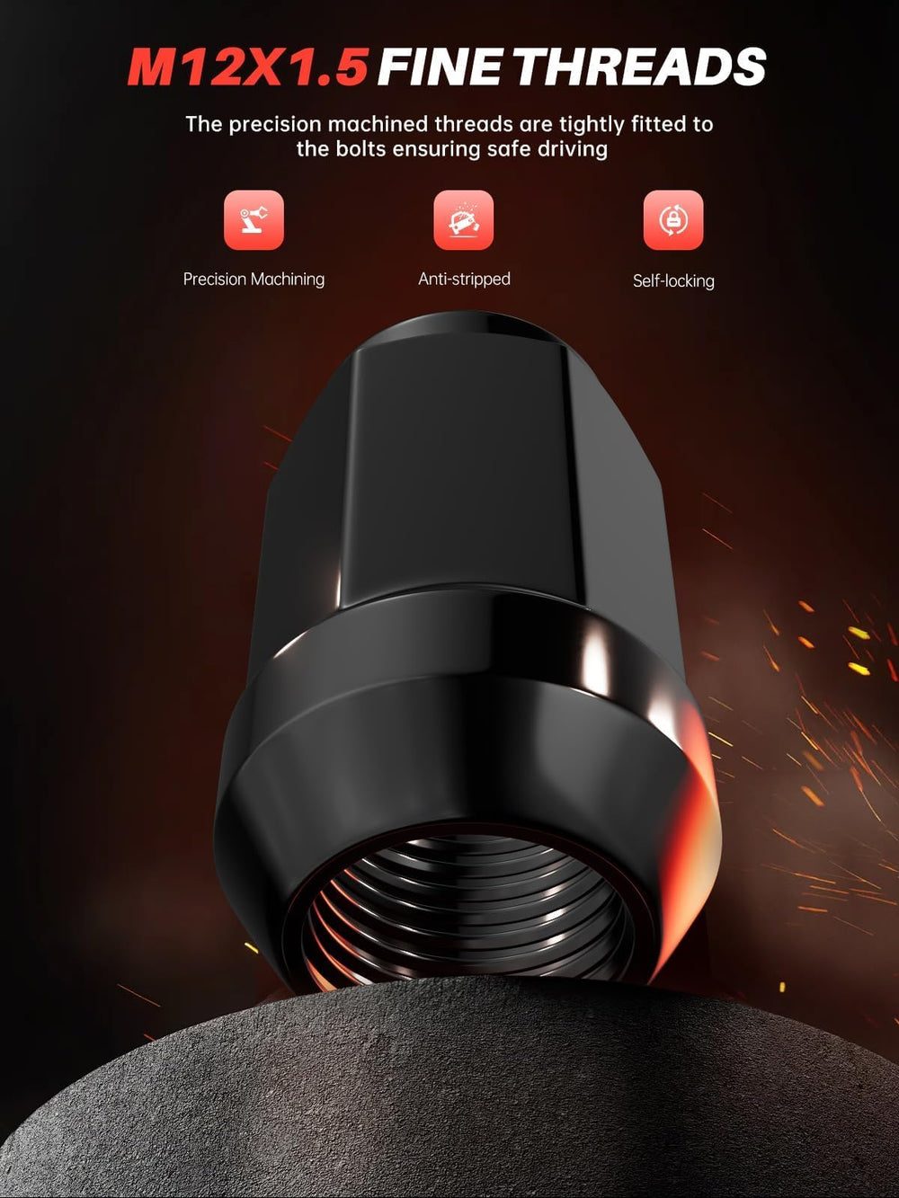Sposuit lug nut with 19mm socket fitted showing ease of installation benefit