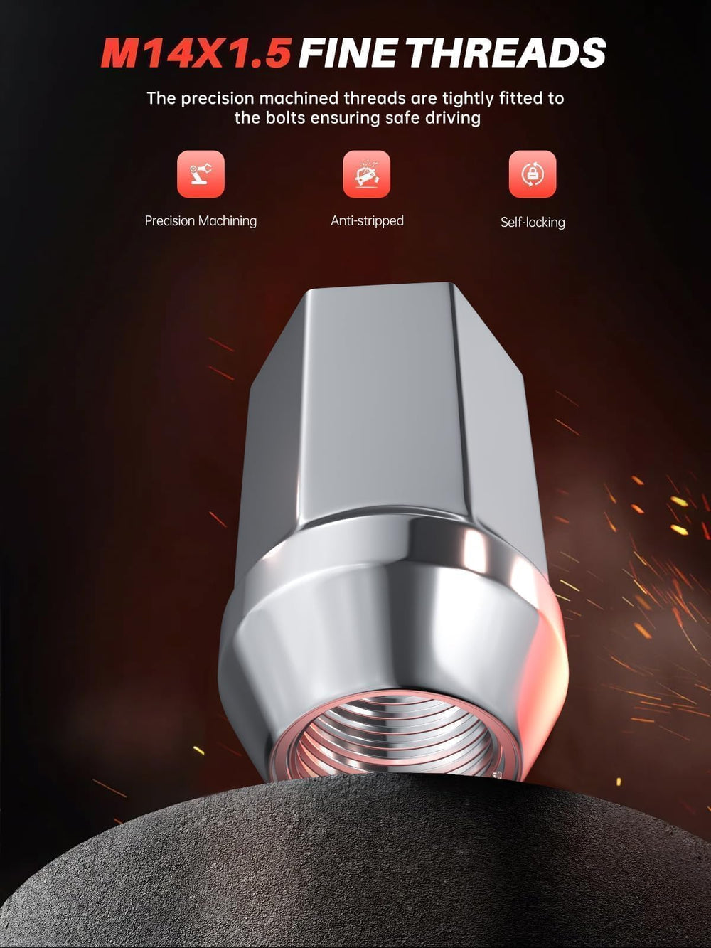 Sposuit closed-end lug nut base illustrating sealed design to prevent corrosion