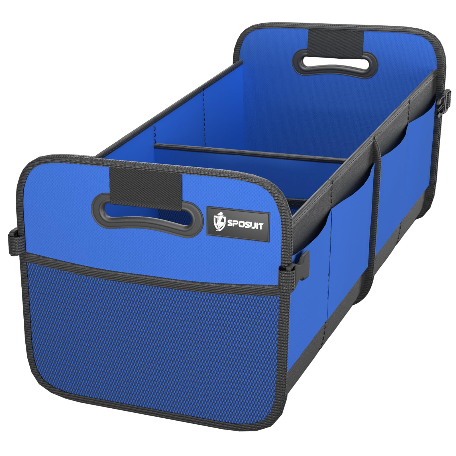 Sposuit front view showing sturdy organizer and secure storage benefit