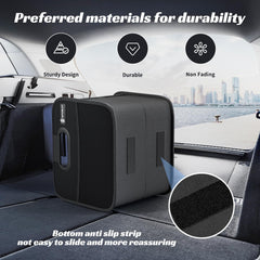 Sposuit split organizers installed in a car trunk preventing cargo shift
