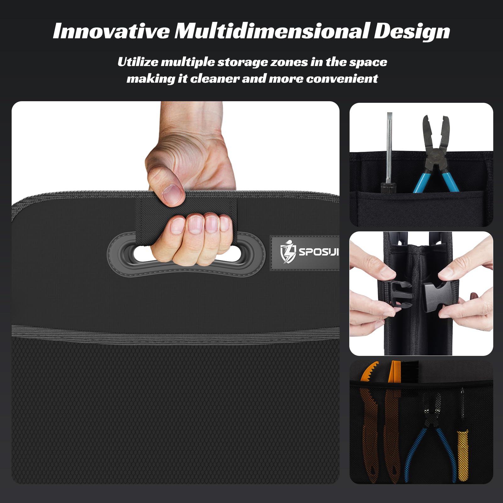 Sposuit folded flat for compact storage and simple transport