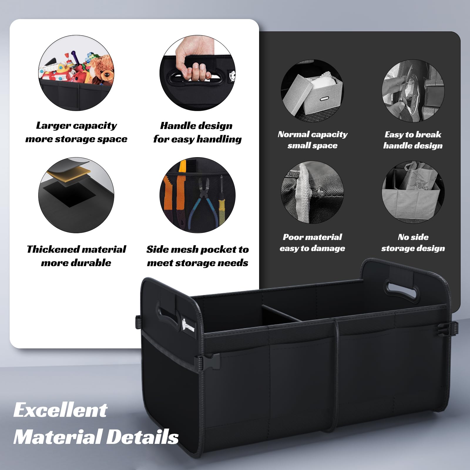 Sposuit installed in sedan trunk preventing cargo shift while driving
