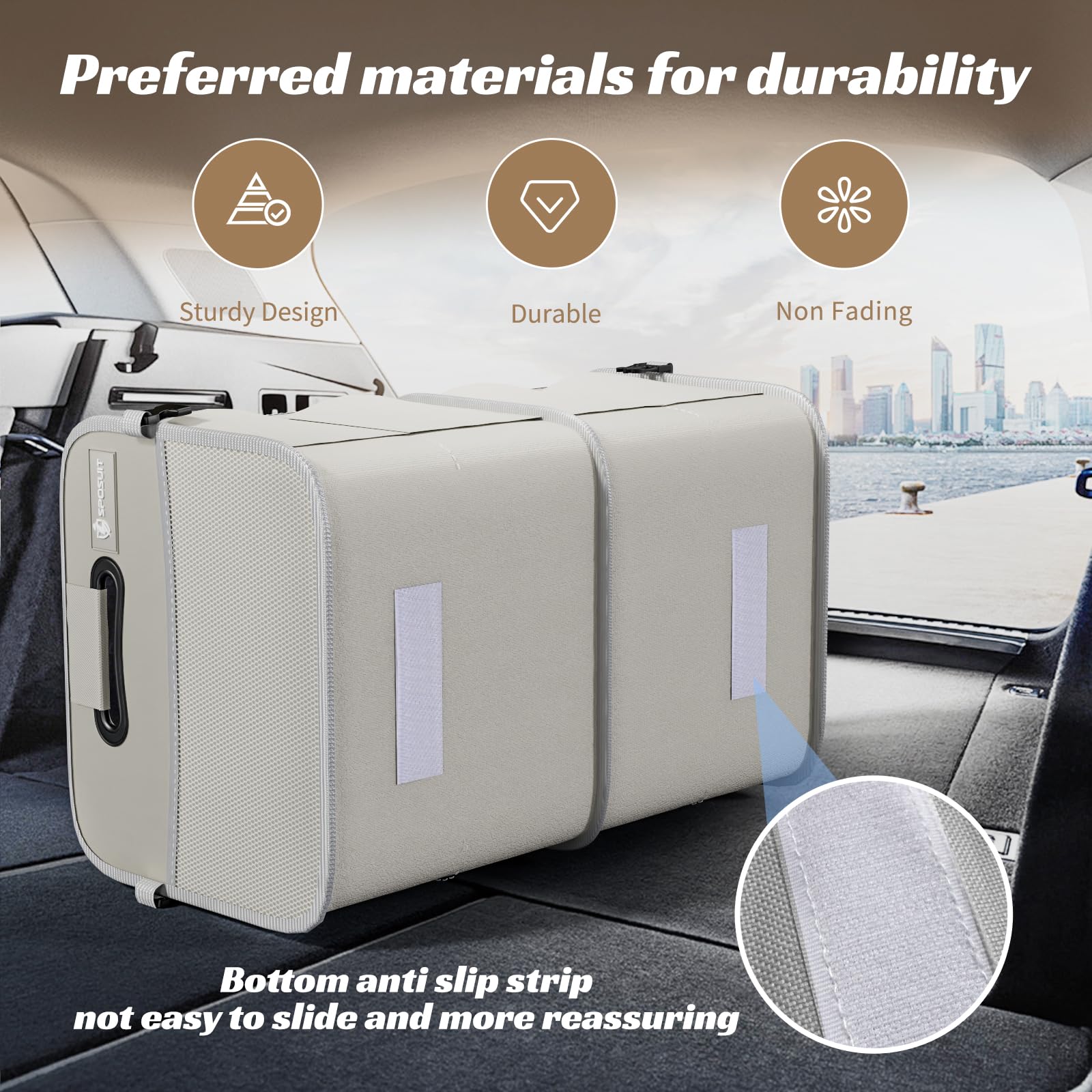 Sposuit trunk organizer side pocket detail storing bottles and tools
