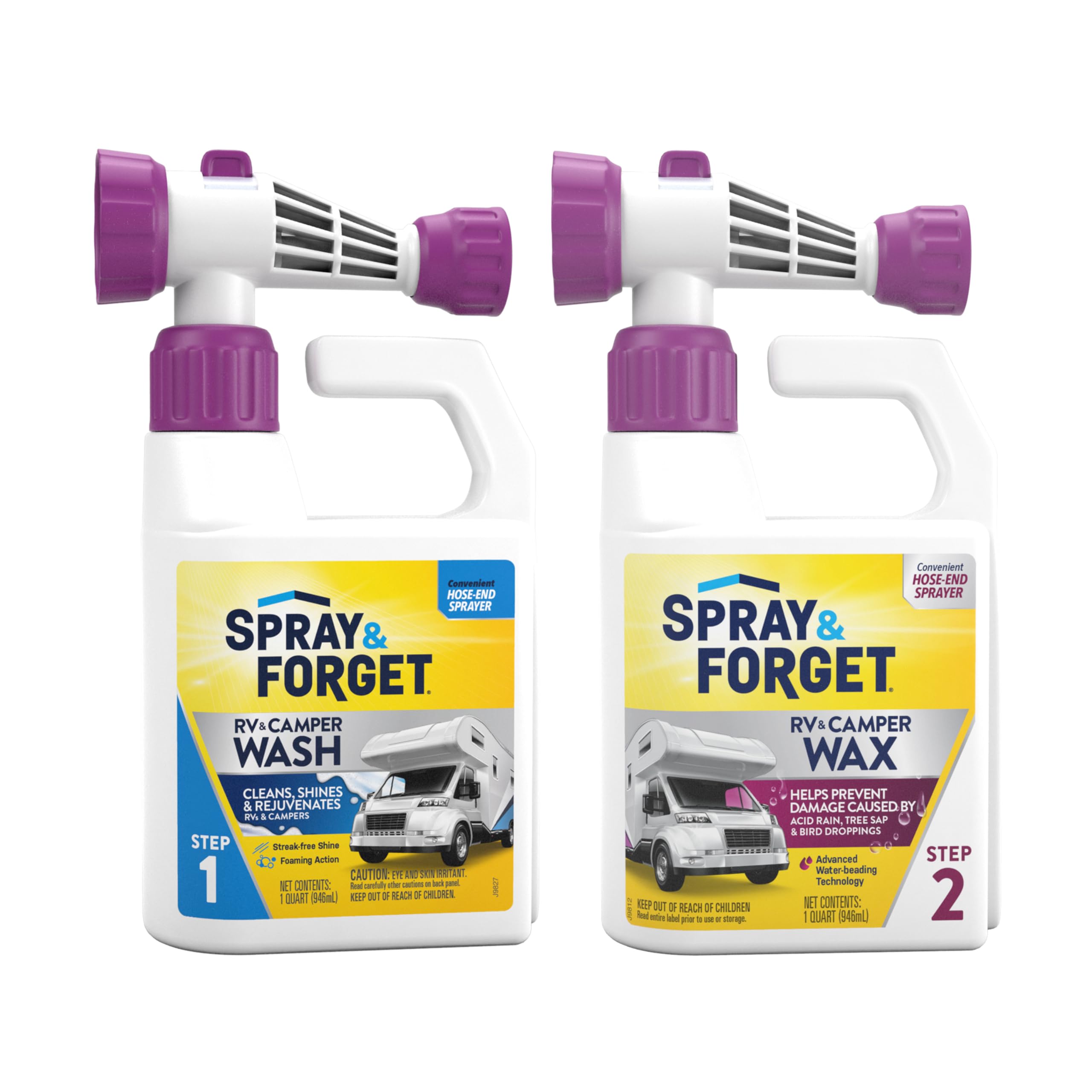 Spray & Forget front packaging showing both 1-quart bottles and adapters benefiting easy setup
