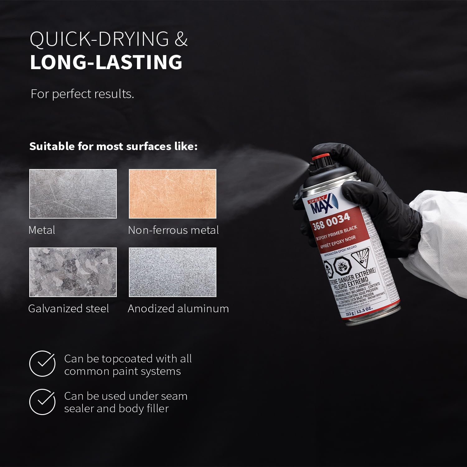 SprayMax applied to steel demonstrating strong adhesion and rust prevention