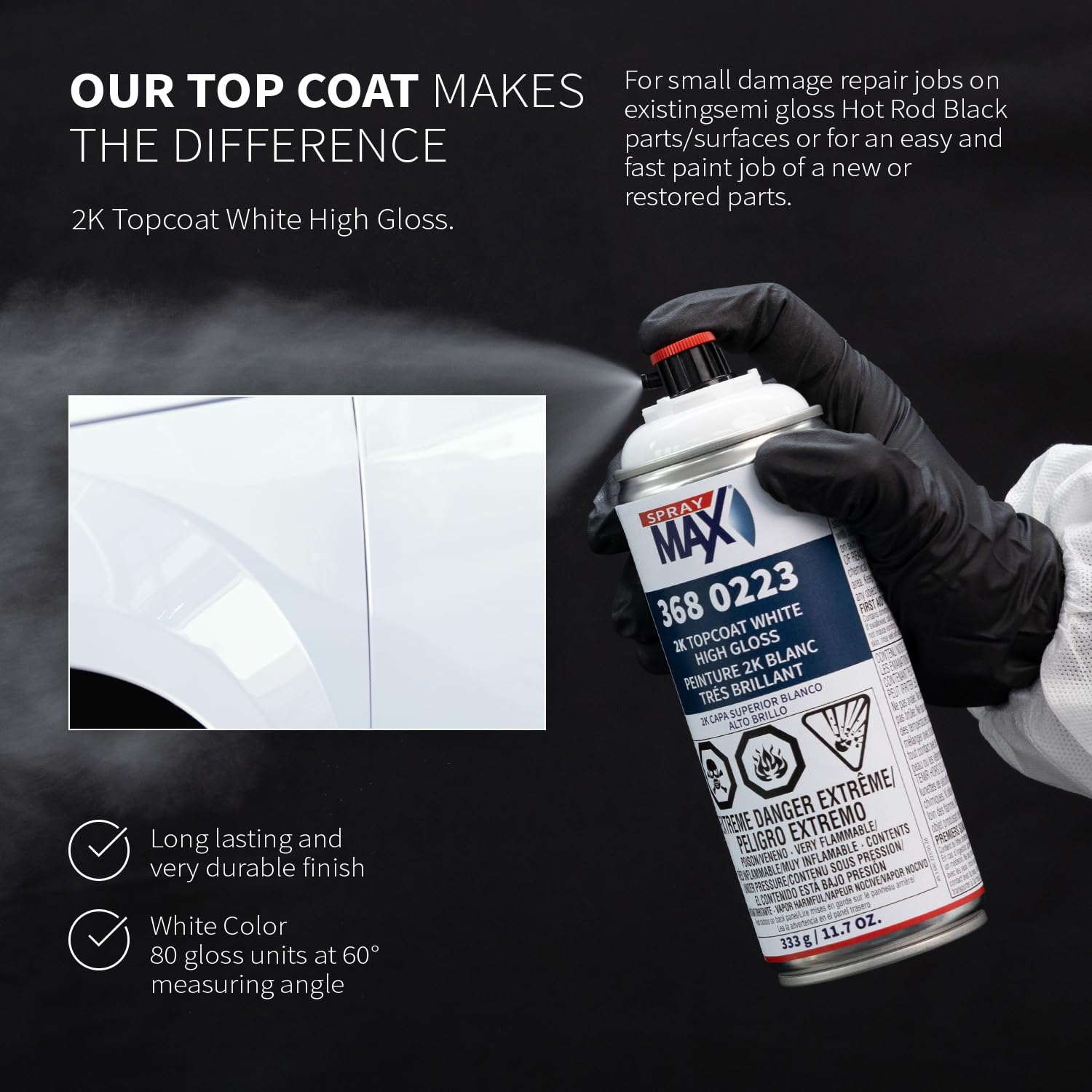 Variable nozzle close-up on SprayMax can showing precise spray control for accurate application benefit