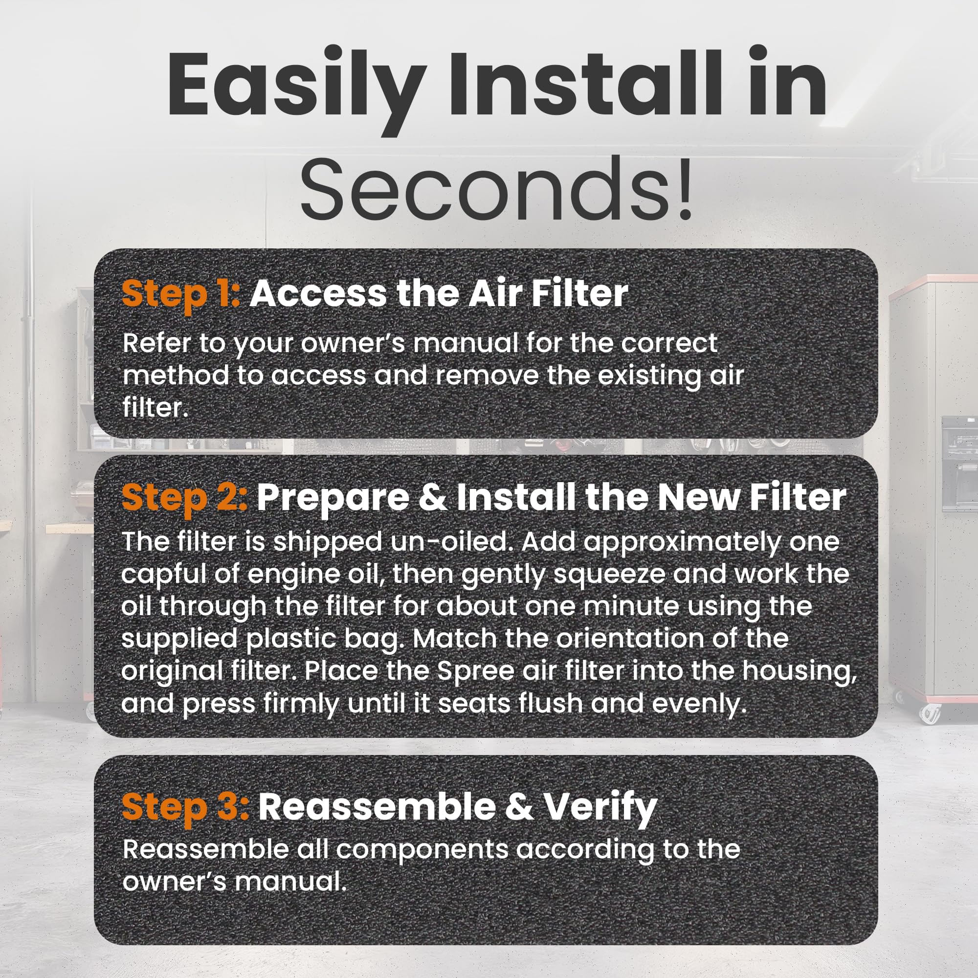 Spree filter flange and seal close-up highlighting leak-free sealing benefit