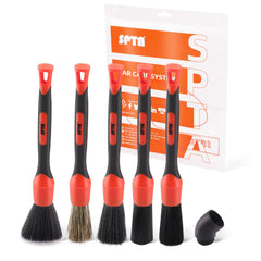 SPTA front packaging showing five soft boar hair brushes for safe detailing