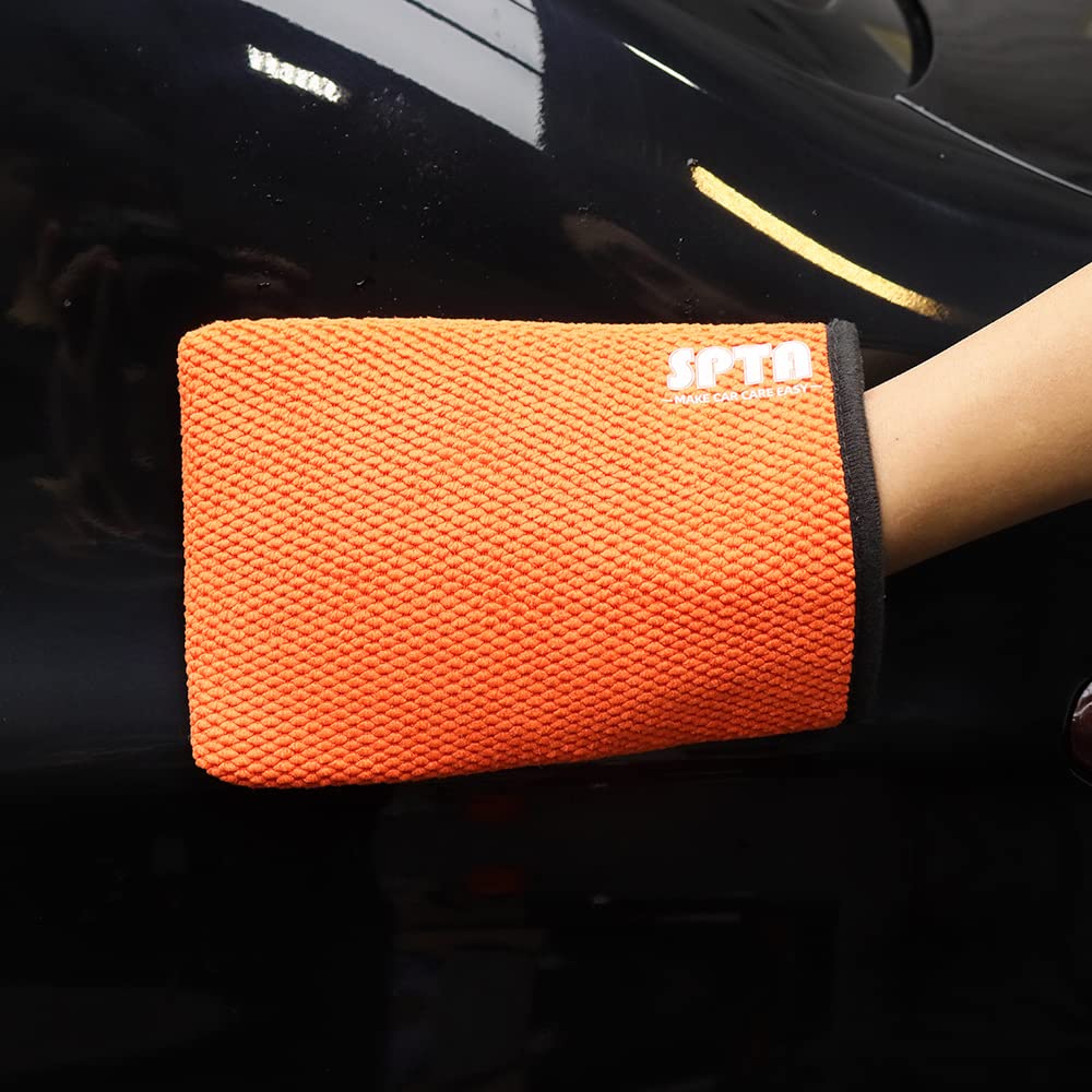 SPTA mitt size comparison with hand showing coverage area and time-saving benefit