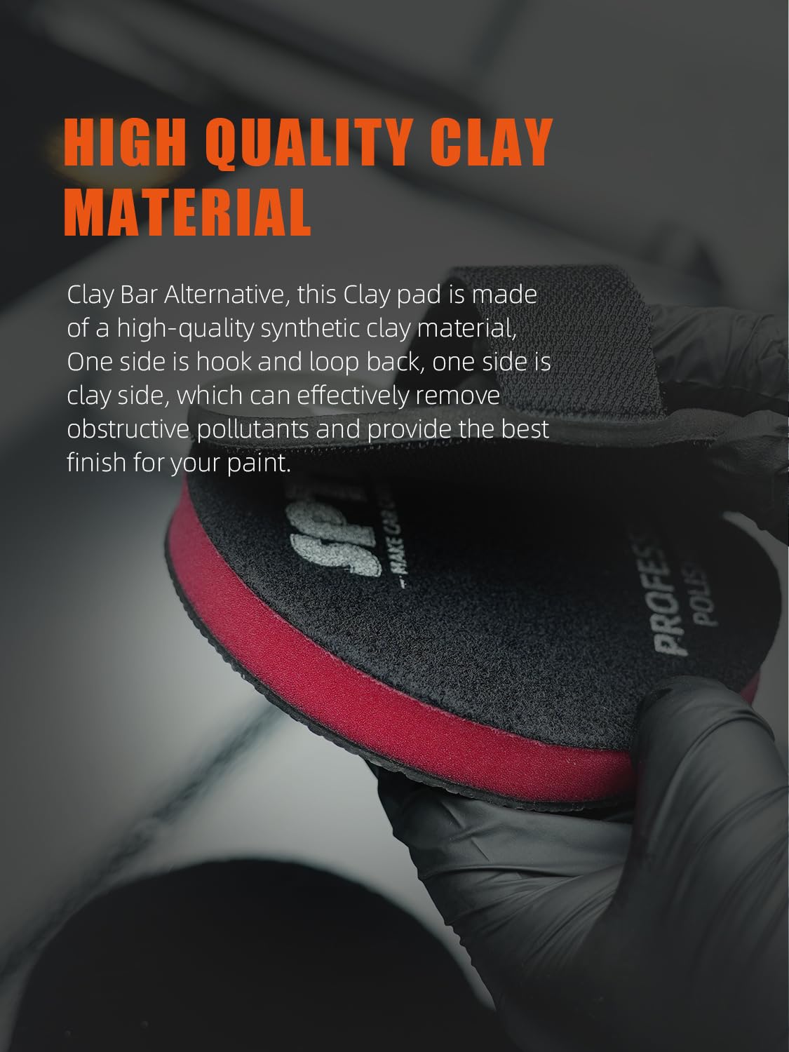 SPTA clay pad surface close-up revealing synthetic texture for efficient removal