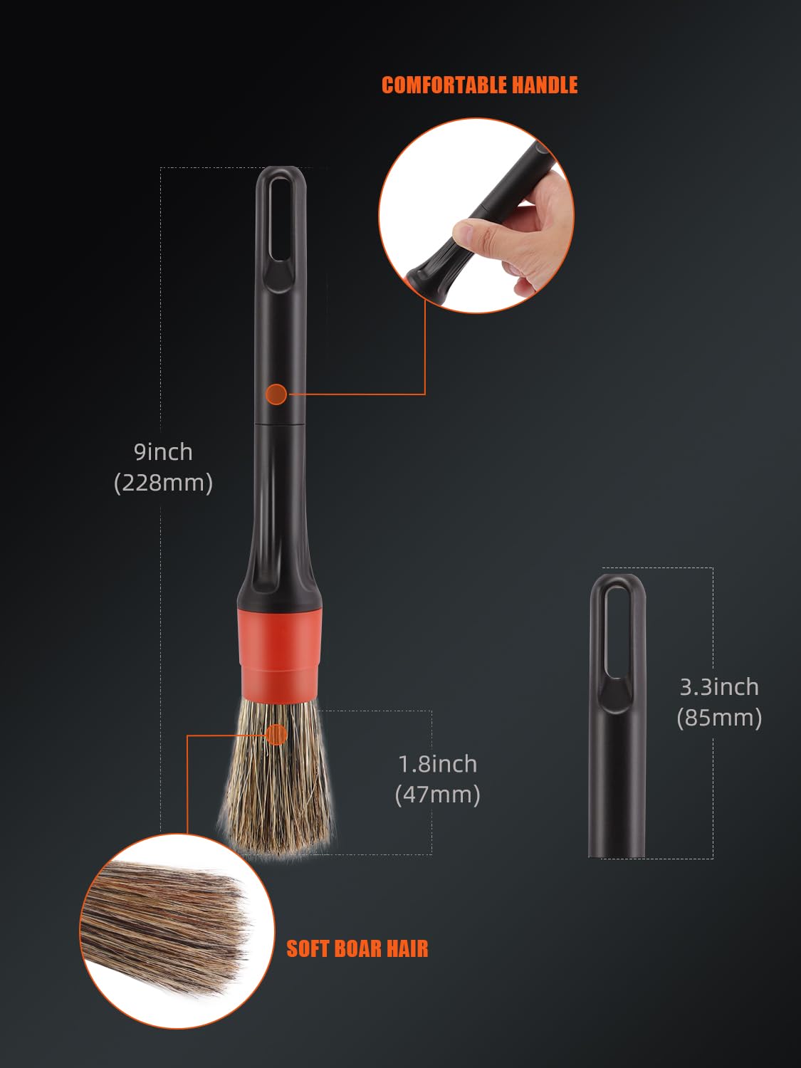 SPTA close-up boar bristles showing gentle scratch-free cleaning