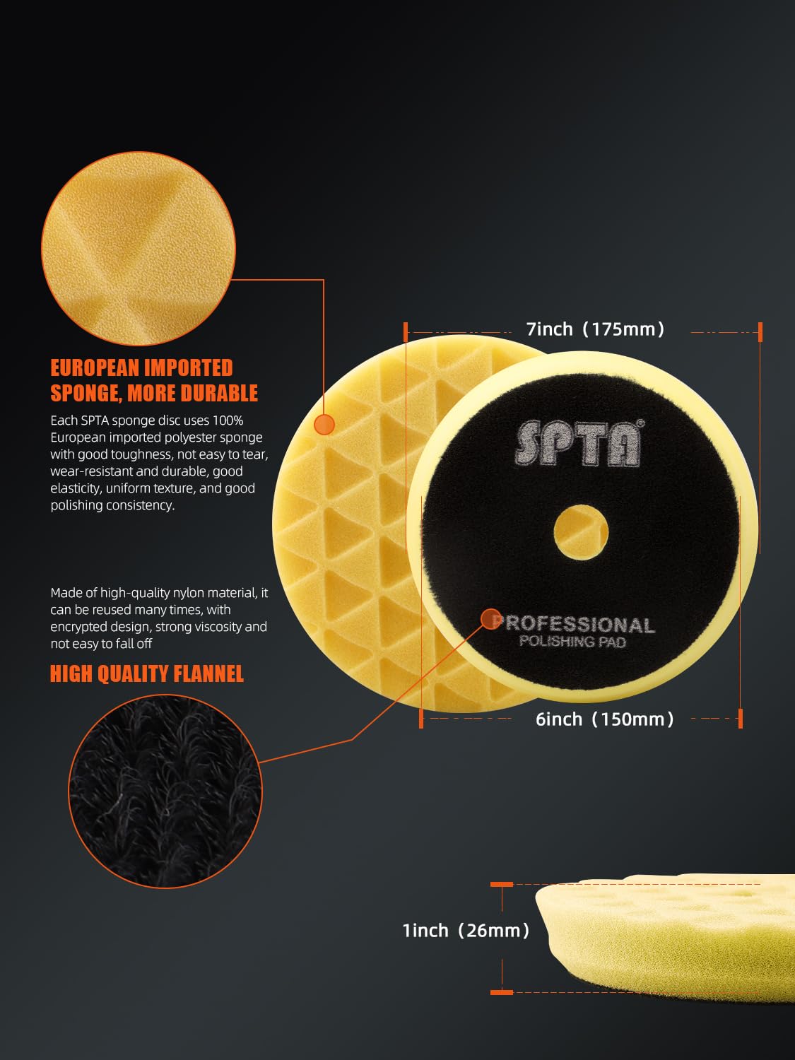 SPTA laid out foam, wool and microfiber pads showing kit variety and utility