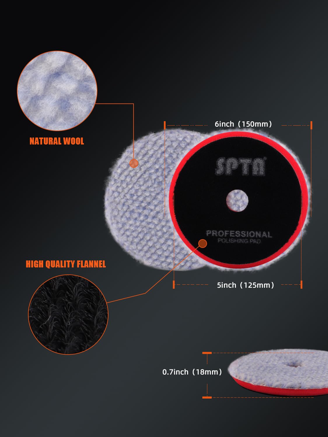 SPTA pad backing close-up showing hook-and-loop for secure attachment benefit