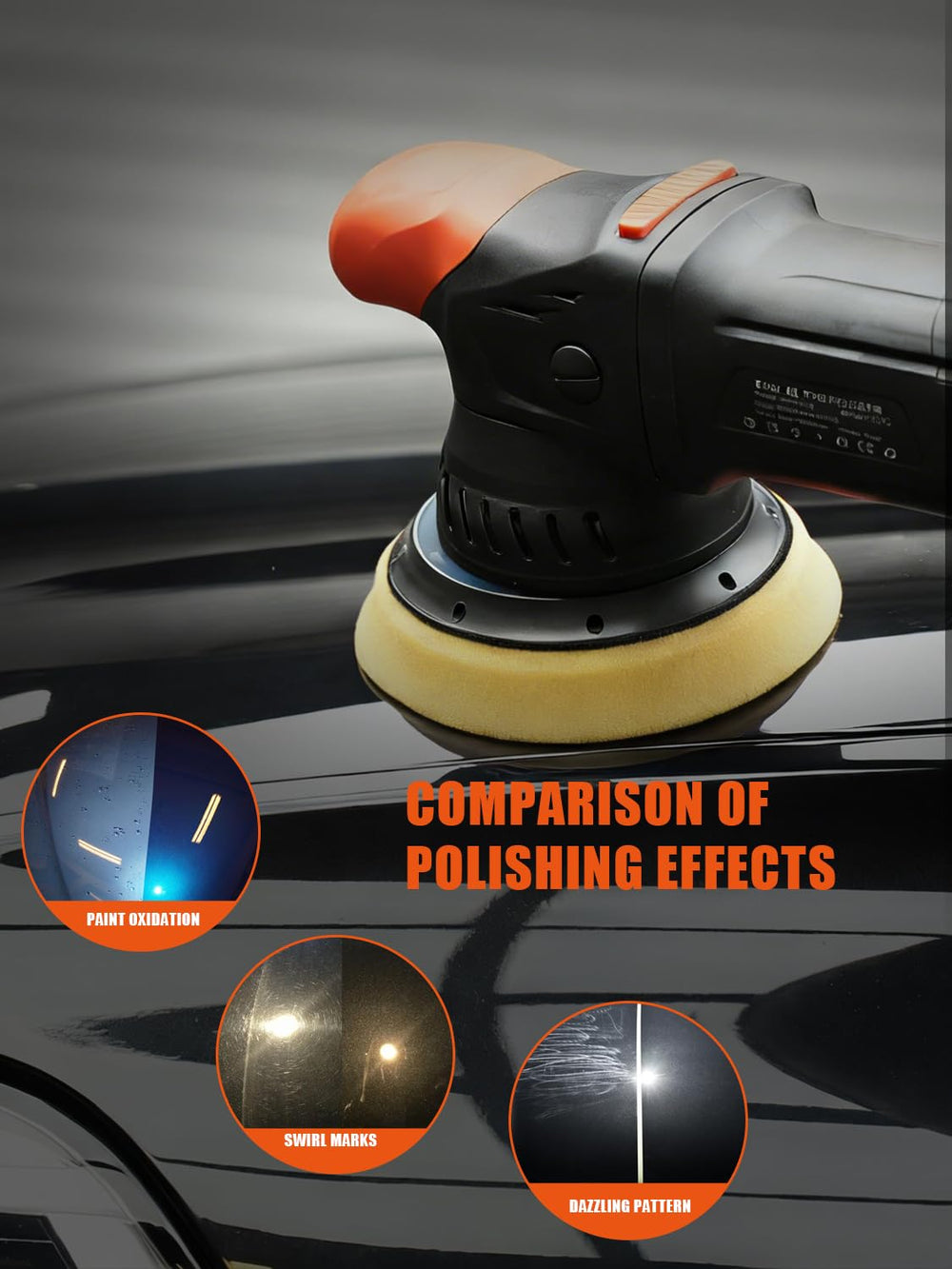 SPTA pad polishing a car hood illustrating smoother restored paint