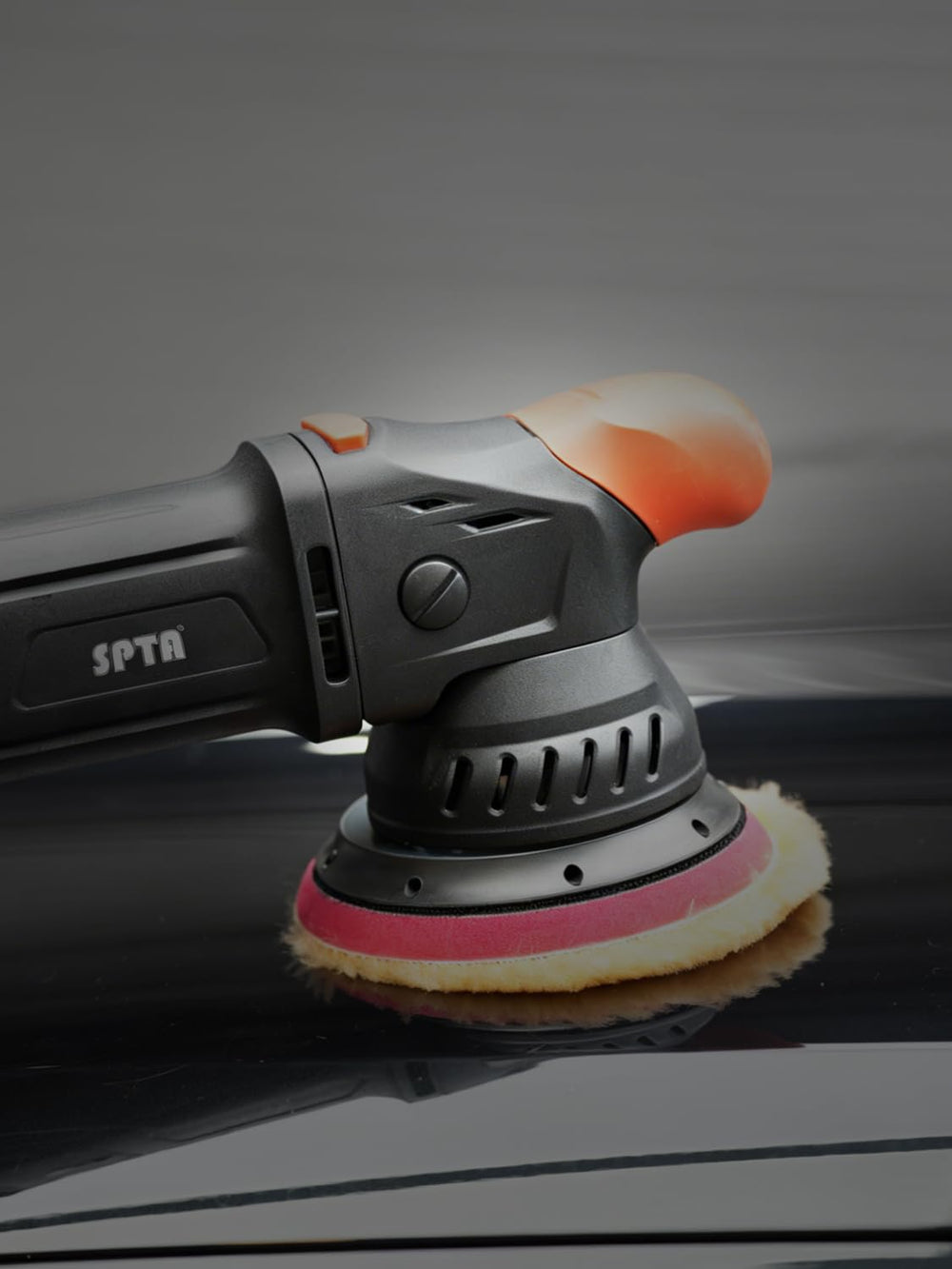 SPTA pad used on wood finish illustrating versatility for paint and wood surfaces
