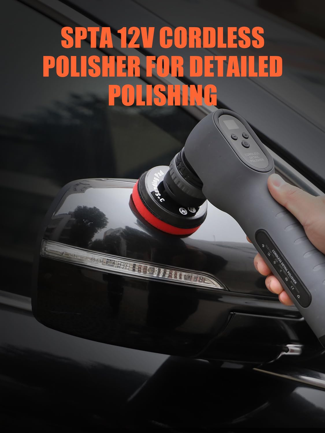 SPTA polisher in garage lifestyle setting illustrating mobile detailing