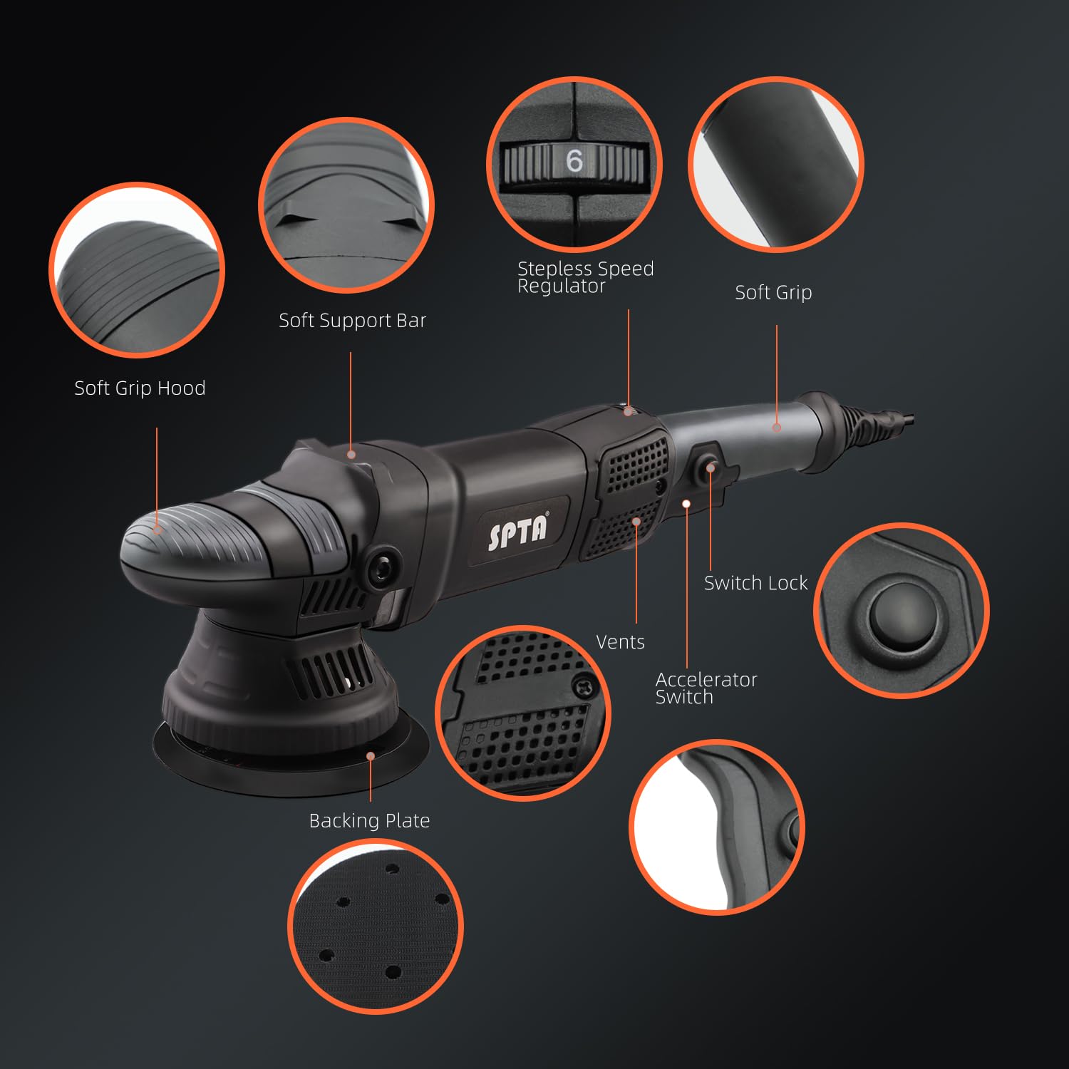 SPTA side handle detail highlighting ergonomic grip and safer control