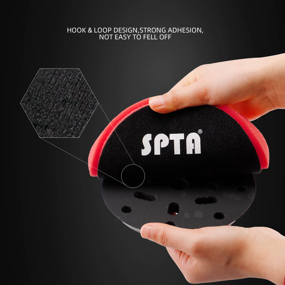 SPTA Red T10 in use on car hood delivering swirl-free gloss
