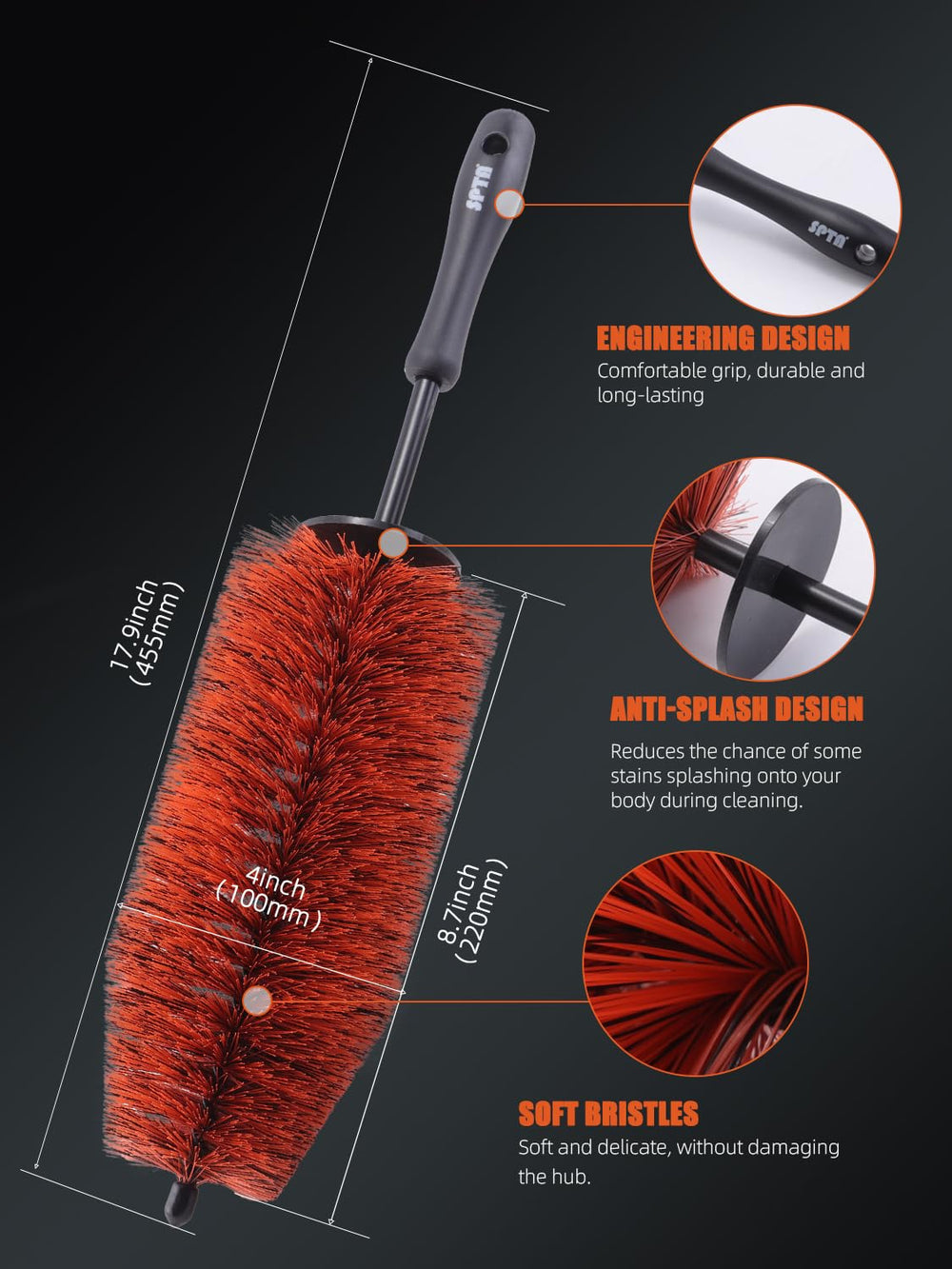 SPTA cleaning tire sidewall with brush for restored tire appearance