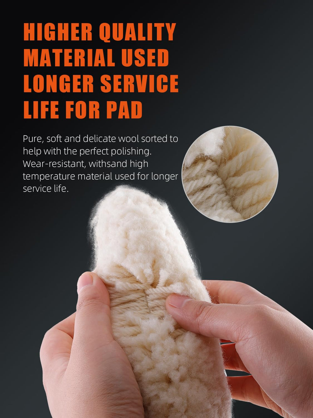 SPTA close-up of natural wool fibers for aggressive cutting efficiency
