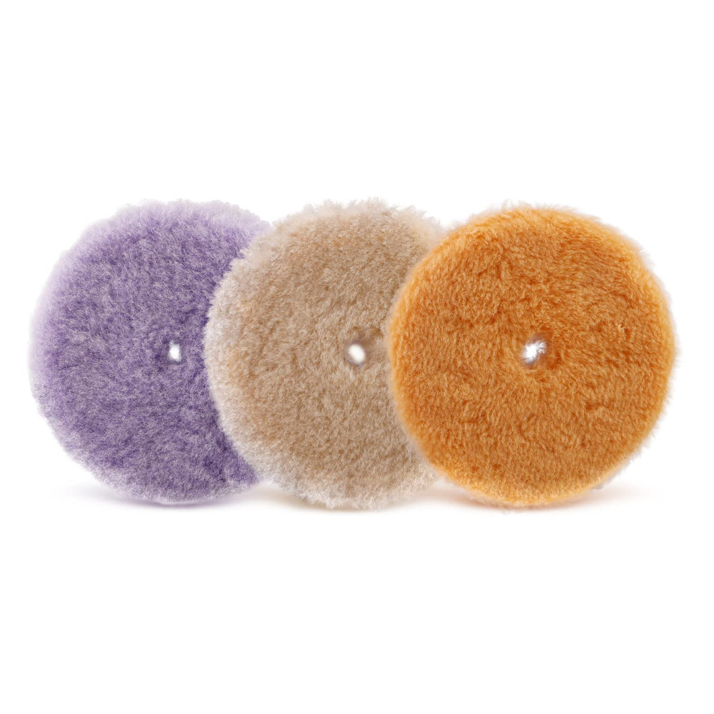 SPTA wool pad front view showing solid wool face and quick attachment benefit