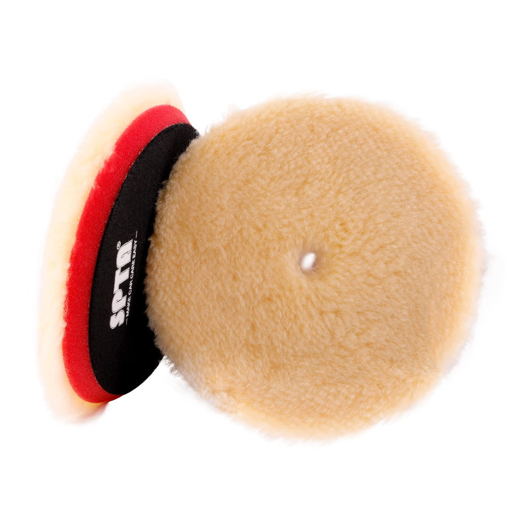 SPTA front view of 6-inch wool pad showing full face and benefit cleaning speed