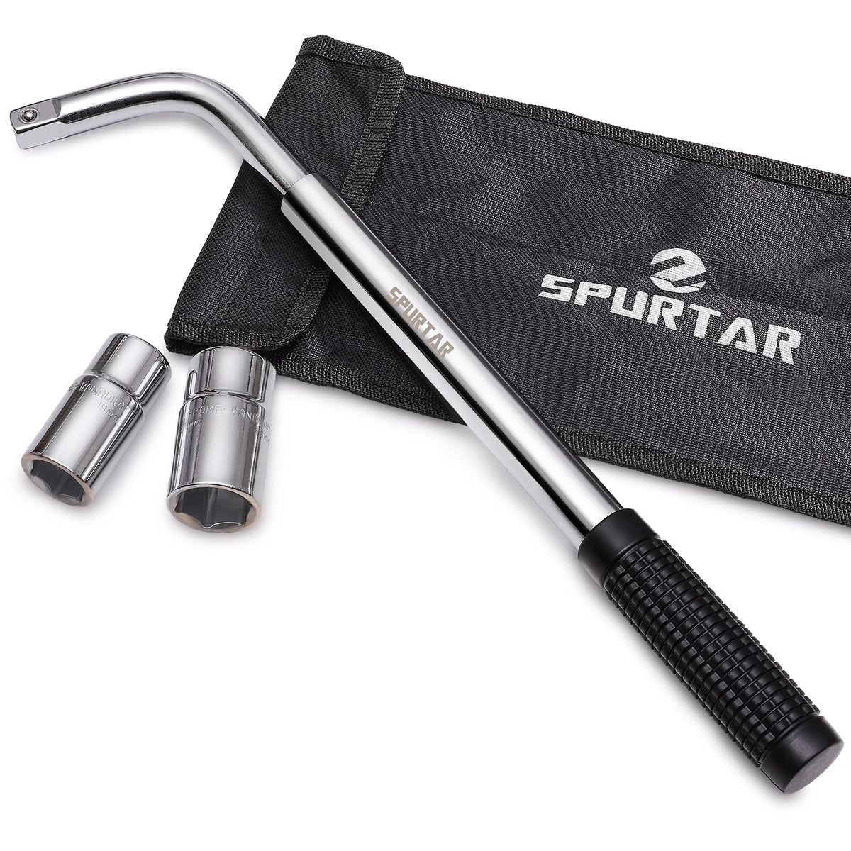 Spurtar front view showing wrench and pouch for compact storage