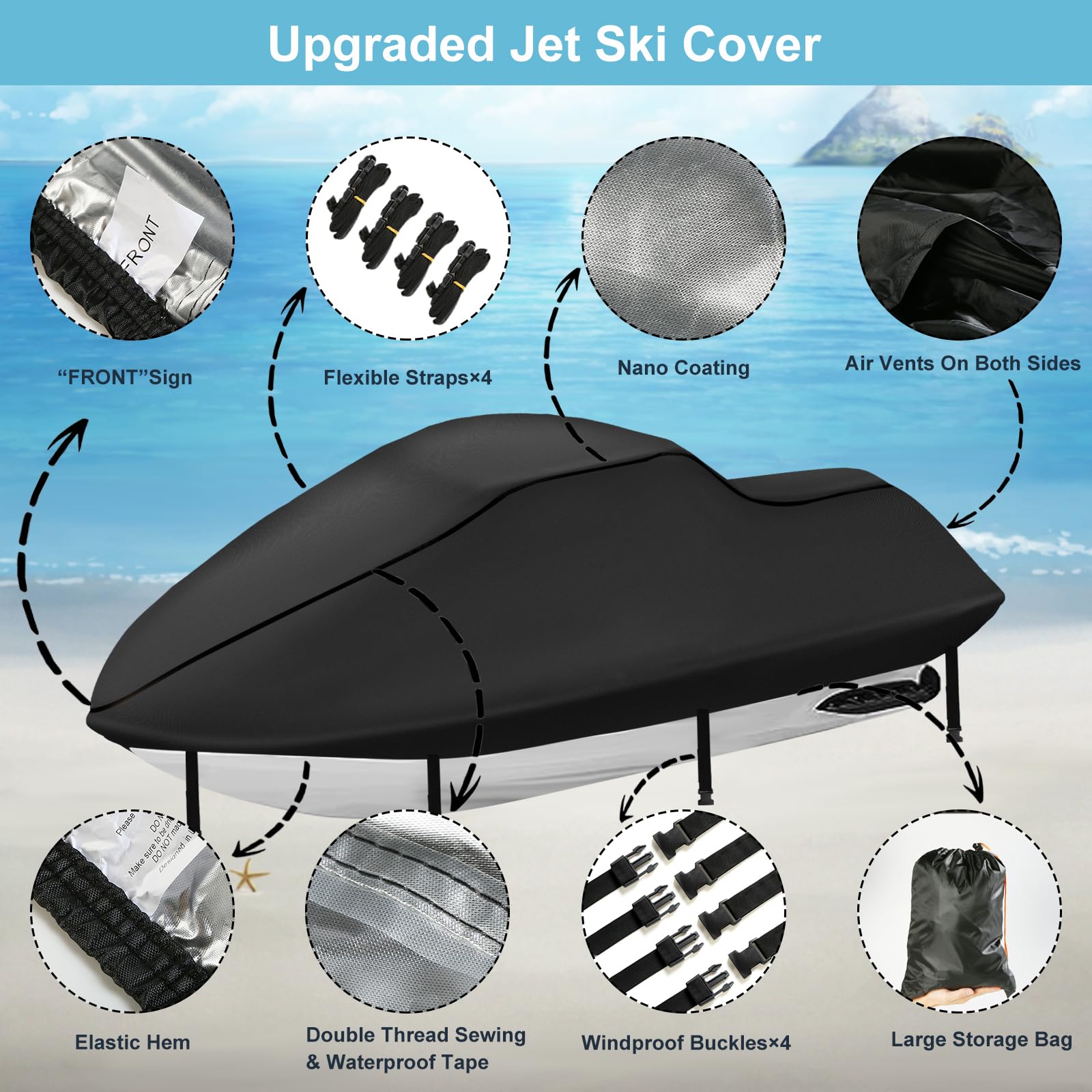 SRIMMIT buckle and elastic hem detail securing cover during travel