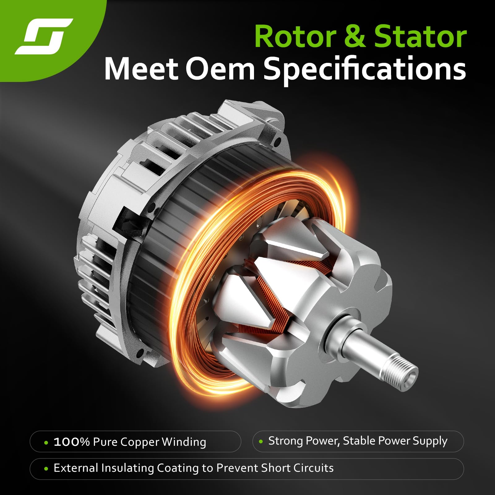 srosant alternator installed in engine bay demonstrating proper fitment and clearance