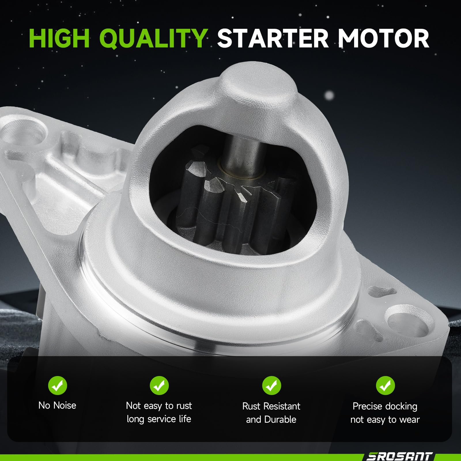 srosant starter installed in engine bay demonstrating direct replacement ease