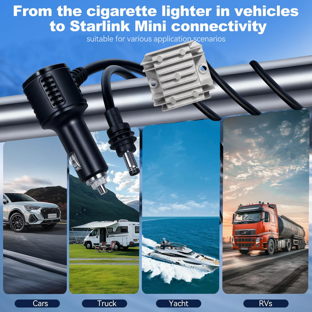 Srotime connected in an RV dashboard to stabilize Starlink Mini power while traveling