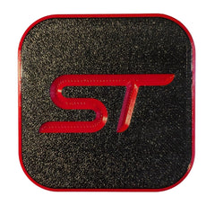 Generic ST hitch cover front view showing red accent and black base, durable style