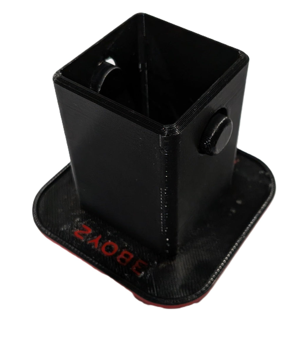 Generic ST hitch cover beside tape measure and pin, shows exact 2 inch fit