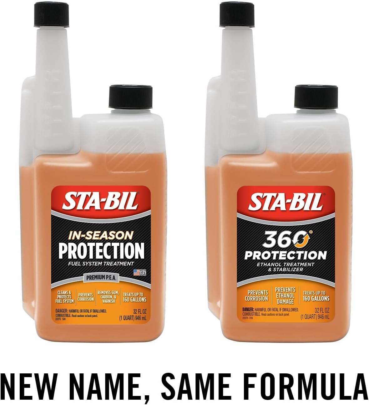 STA-BIL bottle next to STA-BIL Storage showing seasonal pairing