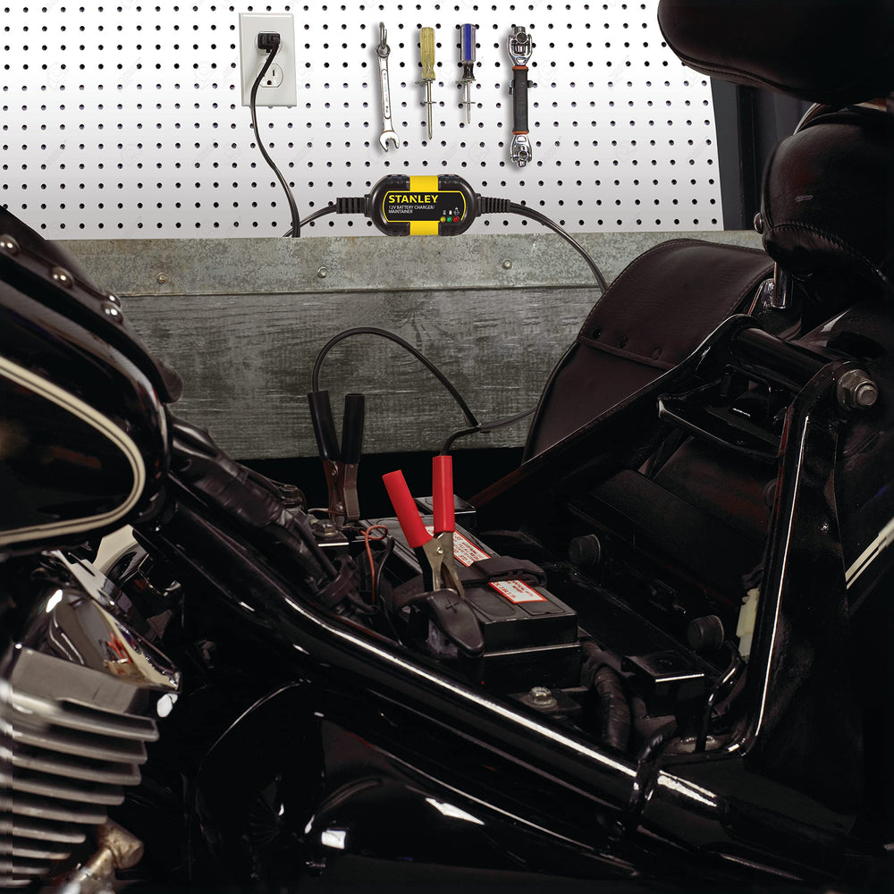 STANLEY BM1S compact size beside tools to show scale, saves garage space and stores easily