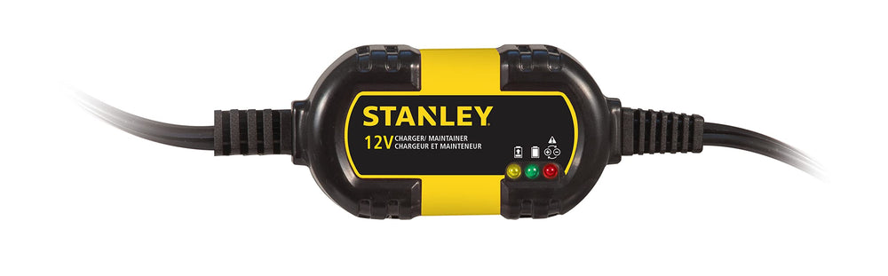 STANLEY BM1S front view showing compact charger and LED indicators, ensures easy monitoring