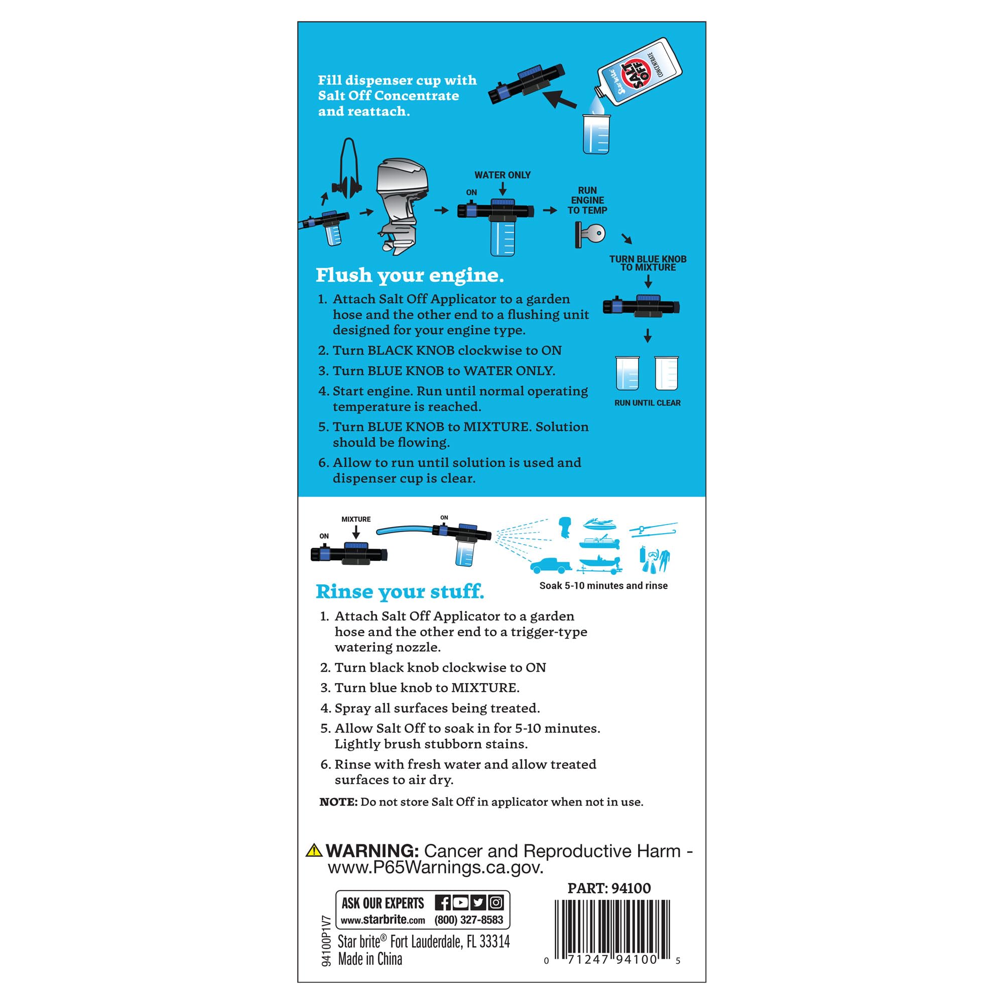 STAR BRITE applicator attached to garden hose for quick salt removal benefit